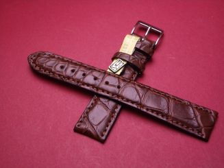 Louisiana Krokodil-Leder-Armband, 19mm im Verlauf auf 16mm, Farbe: Braun 