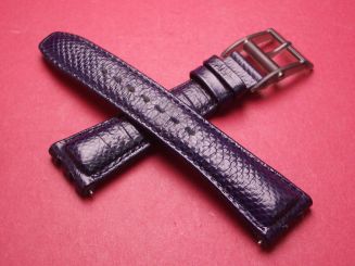 Swatch Leder-Armband, Kalb mit Prägung, 22mm im Verlauf auf 18mm, dunkelblau 