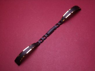 Metall-Uhren-Armband, 10mm auf 6mm an der Faltschließe, Farbe: schwarz matt/gold 