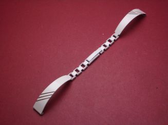 Metall-Uhren-Armband, 10mm auf 6mm an der Faltschließe, Farbe: weiß/gold 