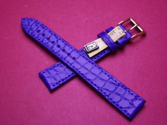 Louisiana Lederarmband, Krokodil, Breite: 16mm im Verlauf auf 14mm, Längen: 108mm & 71mm, Farbe: blau matt 