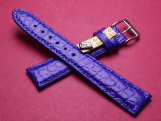 Louisiana Lederarmband, Krokodil, Breite: 19mm im Verlauf auf 16mm, Längen: 120mm & 77mm, Farbe: blau matt 