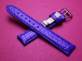 Louisiana Lederarmband, Krokodil, Breite: 18mm im Verlauf auf 16mm, Längen: 118mm & 77mm, Farbe: blau matt 