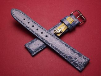 Louisiana Lederarmband, Krokodil, Breite: 18mm im Verlauf auf 16mm, Längen: 118mm & 77mm, Farbe: jeansblau glänzend 