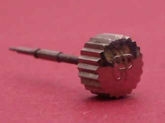 Girard Perregaux Stahl Krone, Ø 6,0mm, Höhe 3,83mm, Gewinde 1,0mm, Tubus 2,6mm mit Aufzugswelle 