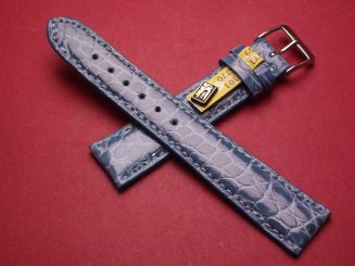 Louisiana Lederarmband, Krokodil, Breite: 19mm im Verlauf auf 16mm, Längen: 119mm & 77mm, Farbe: jeansblau glänzend 