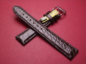Louisiana Lederarmband, Krokodil, Breite: 20mm im Verlauf auf 16mm, Längen: 118mm & 79mm, Farbe: dunkelbraun glänzend 