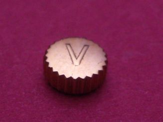 Uhrenkrone rot vergoldet, Ø 4,9mm, Höhe 2,3mm, Gewinde 0,9mm, Tubus 2mm 
