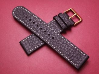 Leder-Armband, Kalbsleder, 22mm, Farbe: schwarz mit weißer Naht 