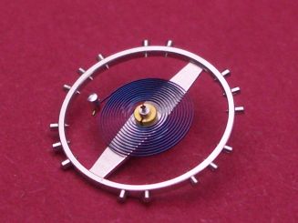 Valjoux 23 - 721 - Schraubenunruh komplett, blaue Flachspirale, auch für Kaliber 72, NOS (New Old Stock) 