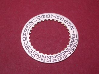 Movado Datumscheibe, für Kaliber 538, Datum bei der 3, schwarze Schrift auf weißem Grund, NOS (New Old Stock) 