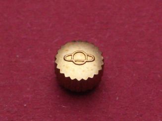 Enicar Krone Gold doublé Ø 4,45mm Höhe 3,25mm / 2,84mm, Tubus 2,0mm, Gewinde 0,9mm 