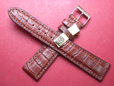 Louisiana Krokodil-Leder-Armband 20mm im Verlauf auf 16mm Farbe: Braun 