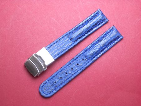 Leder-Armband 22mm blau, Edelstahl Sicherheitsfaltschließe 