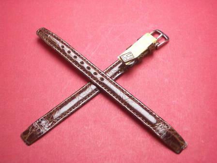 Krokodil-Leder-Armband für feste Stege 10mm XL Farbe: Dunkelbraun 