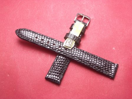 Eidechs-Leder-Armband 14mm im Verlauf auf 12mm Farbe: Schwarz 