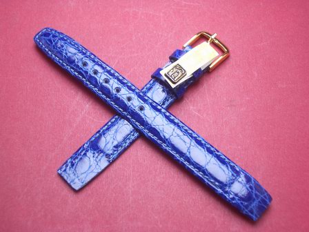 Krokodil-Leder-Armband für feste Stege 14mm  Farbe: Blau 