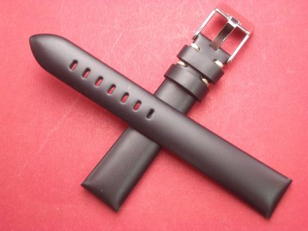 Leder-Armband glatt 22mm im Verlauf auf 20mm Farbe: Schwarz 