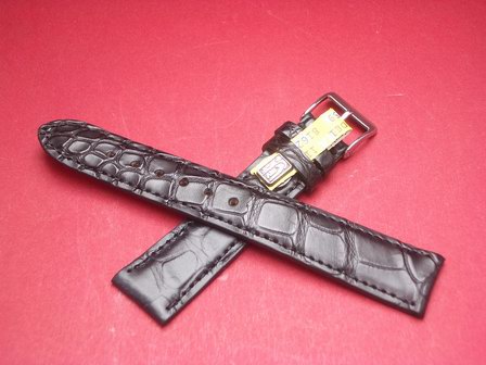 Louisiana Krokodil-Leder-Armband 19mm im Verlauf auf 16mm Farbe: Schwarz 