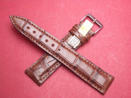 Louisiana Krokodil-Leder-Armband 20mm im Verlauf auf 18mm Farbe: Braun 