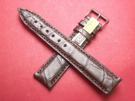 Louisiana Krokodil-Leder-Armband 20mm im Verlauf auf 18mm Farbe: dunkelbraun 
