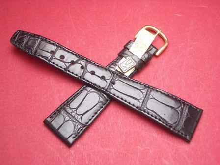 Louisiana Krokodil-Leder-Armband 20mm im Verlauf auf 14mm Farbe: Schwarz 