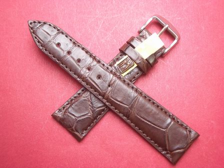 Louisiana Krokodil-Leder-Armband 22mm im Verlauf auf 18mm Farbe: Braun 