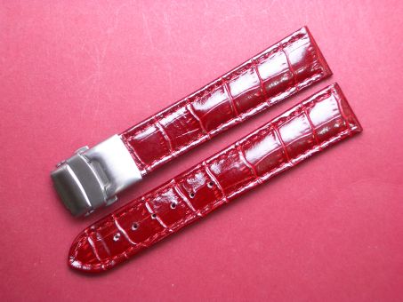 Leder-Armband 24mm rot Edelstahl Sicherheitsfaltschließe 