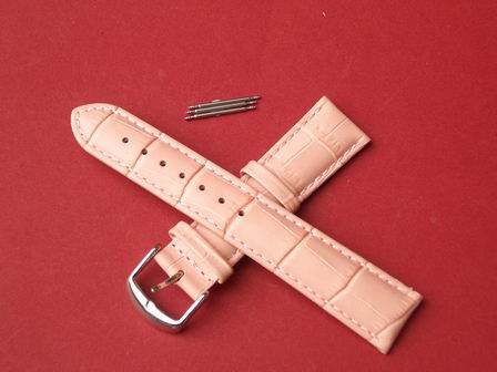 Leder- Armband mit Dornschließe und 3 Federstegen Farbe: Rosa Breite 14mm
