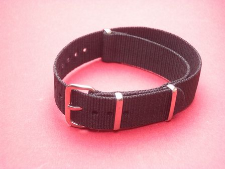 Nato-Armband, Nylonband, Durchzugsband 18mm, Farbe: Schwarz 