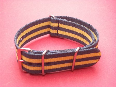 Nato-Armband, Nylonband, Durchzugsband 18mm, Farbe: Blaugrau Gelb 