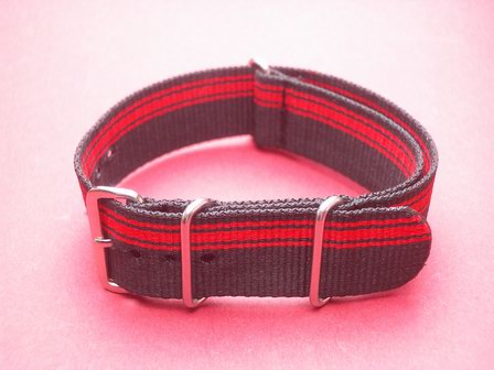 Nato-Armband, Nylonband, Durchzugsband 20mm, Farbe: Schwarz Rot 