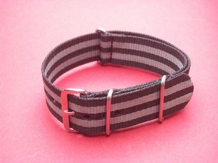 Nato-Armband, Nylonband, Durchzugsband 18mm, Farbe: Schwarz Grau 