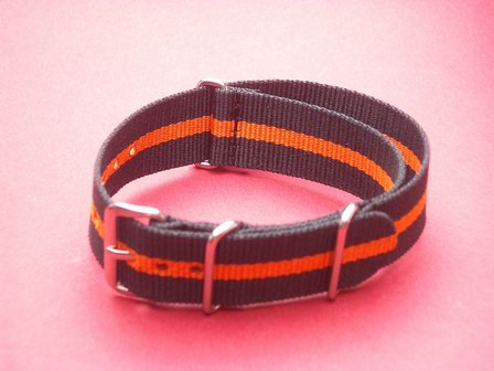 Nato-Armband, Nylonband, Durchzugsband 18mm, Farbe: Schwarz Orange 
