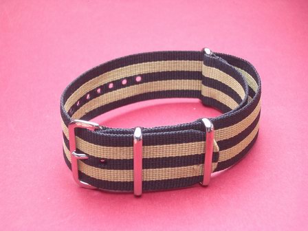 Nato-Armband, Nylonband, Durchzugsband 24mm, Farbe: Schwarz Khaki 