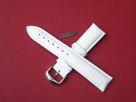 Leder- Armband mit Dornschließe und 3 Federstegen Farbe: Weiß Breite 12mm