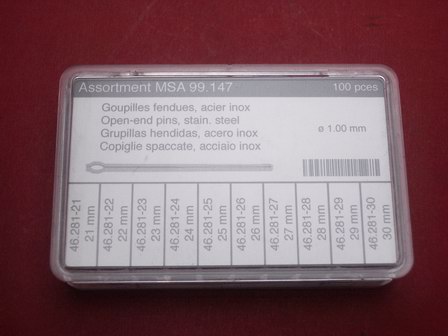 Stift-Splint-Set Werkzeug 100tlg. Ø 1,0mm 