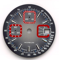 Chronographen-Zifferblatt Valjoux Kaliber: 7765 Durchmesser: 31,50mm 