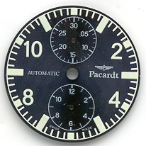 Chronographen-Zifferblatt Valjoux Kaliber: 7750 Signiert: Pacardt Blau 