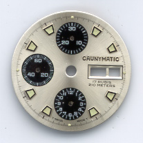 Chronographen-Zifferblatt Valjoux Kaliber: 7750 Signiert: Caunymatic 