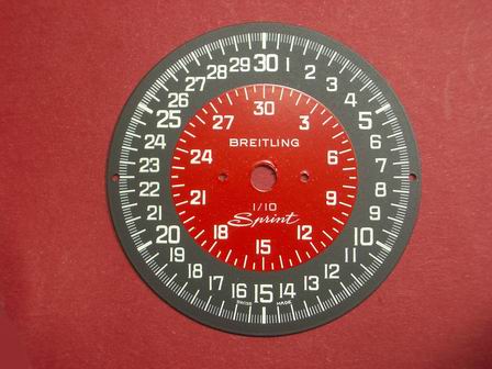 Breitling Stoppuhr-Zifferblatt Kurzzeitmesser, Kaliber: Baumgartner 412 & 413, Metall bedruckt 
