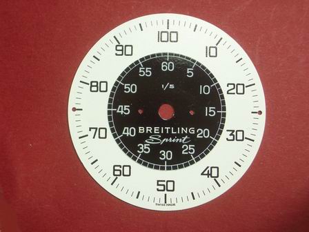 Breitling Stoppuhr-Zifferblatt Kurzzeitmesser, Kaliber: Baumgartner 412 & 413, Metall bedruckt 
