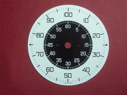 Stoppuhr-Zifferblatt Kurzzeitmesser, Kaliber: Baumgardner 412 & 413 