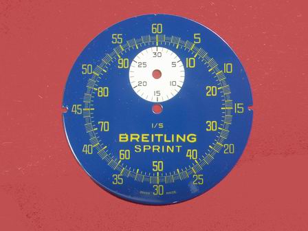Breitling Stoppuhr-Zifferblatt Kurzzeitmesser, Kaliber: Baumgardner 410 & 411, Metall bedruckt 
