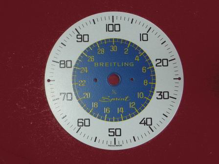 Breitling Stoppuhr-Zifferblatt Kurzzeitmesser, Kaliber: Baumgardner 412 & 413, Metall bedruckt 