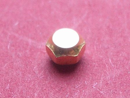 Uhrenkrone sechseckig 24 Karat Gold, Ø 3mm, Höhe 2,6mm, Gewinde 0,9mm 