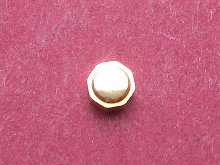 Uhrenkrone achteckig 24 Karat Gold, Ø 3,3mm, Höhe 2,2mm, Gewinde 0,9mm 