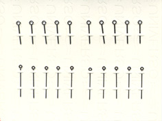 Herrenarmbanduhr-Zeiger weiß/blank Blockform, Lochdurchmesser: 75/125 Minutenzeigerlänge: 12mm 