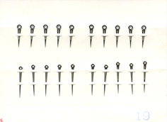 Herrenarmbanduhr-Zeiger weiß/blank Lanzenform als Leuchtzeiger,  Lochdurchmesser: 80/125 Minutenzeigerlänge: 13mm 