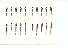 Herrenarmbanduhr-Zeiger, weiß/blank, Dauphine, Lochdurchmesser: 80/125 Minutenzeigerlänge: 14mm 